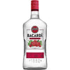 Bacardi Raspberry Flavored Rum 70 1.75 L bottle with vibrant raspberry imagery and red label.