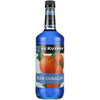 Dekuyper Curacao Blue 48 liqueur bottle, bright blue with citrus flavor, 750 ML.